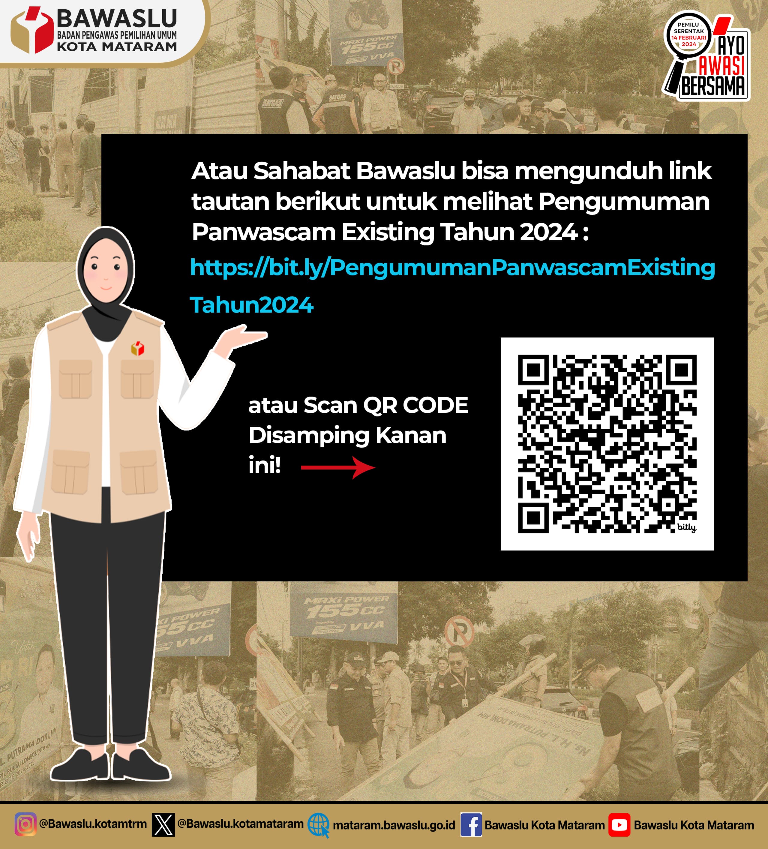 Pengumuman Administrasi Panwaslu Kecamatan Existing Tahun 2024.