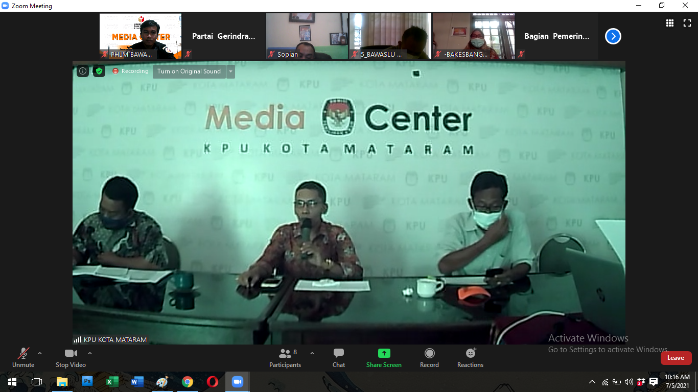 Ikuti Rakor DPB, Bawaslu Kota Mataram Minta KPU Kota Mataram Transparan dan Intens Lakukan Koordinasi dengan Pihak Terkait.