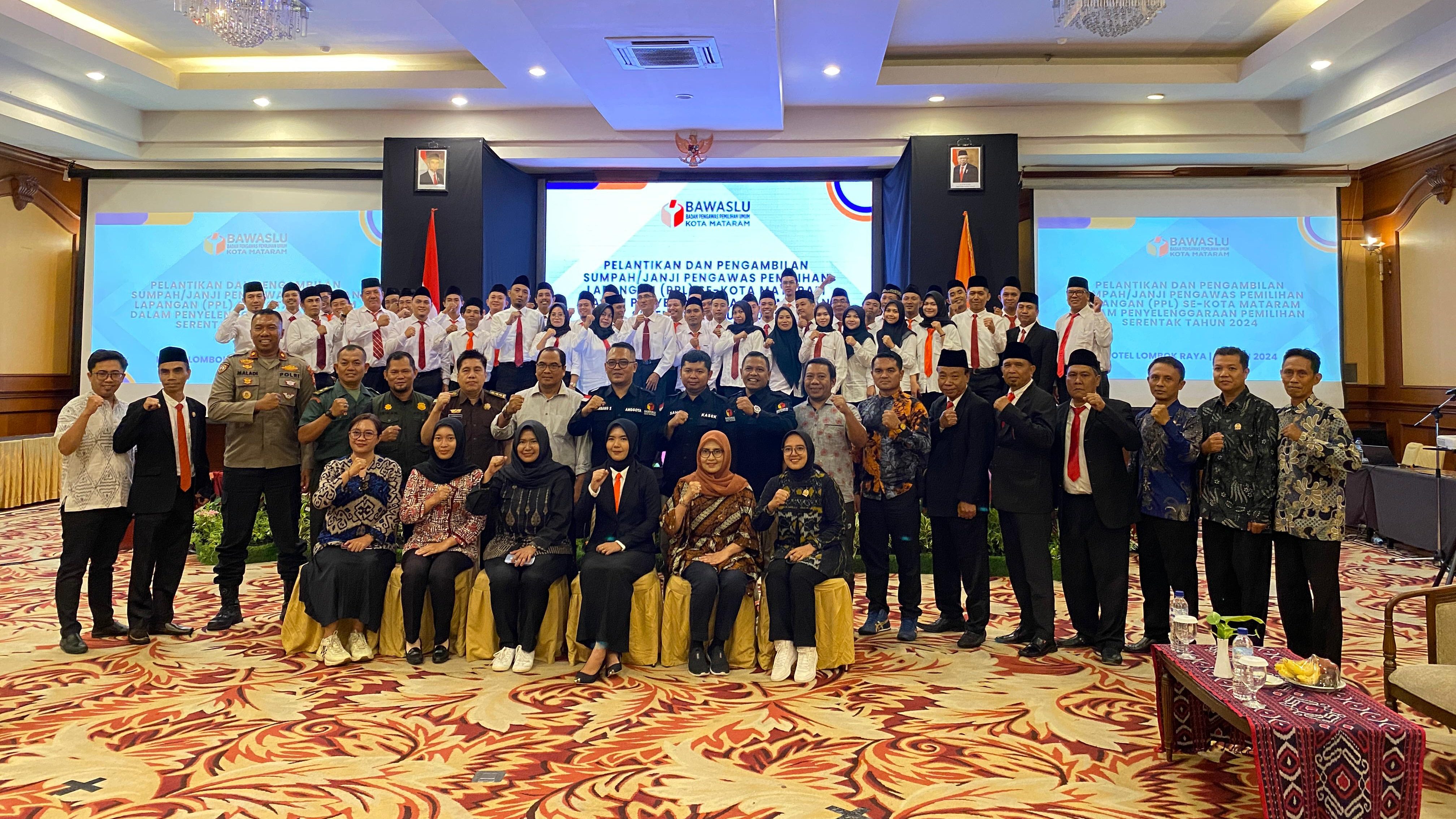 Lantik 50 Pengawas Pemilihan Lapangan (PPL) se-Kota Mataram, Bawaslu Kota Mataram Optimis Pilkada 2024 Berintegritas.