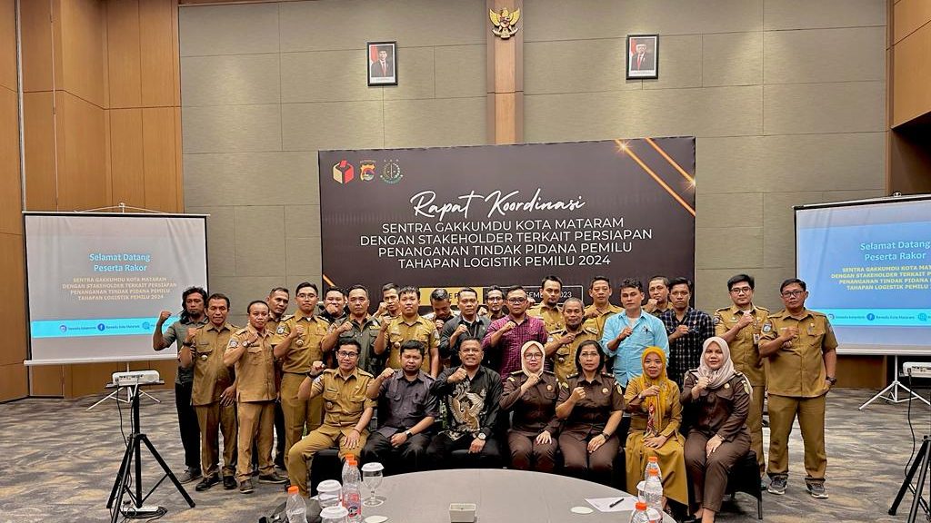 Rakor dengan Stakeholder, Sentra Gakkumdu Kota Mataram Harap Lurah Bisa Ikut Awasi Distribusi Logistik.