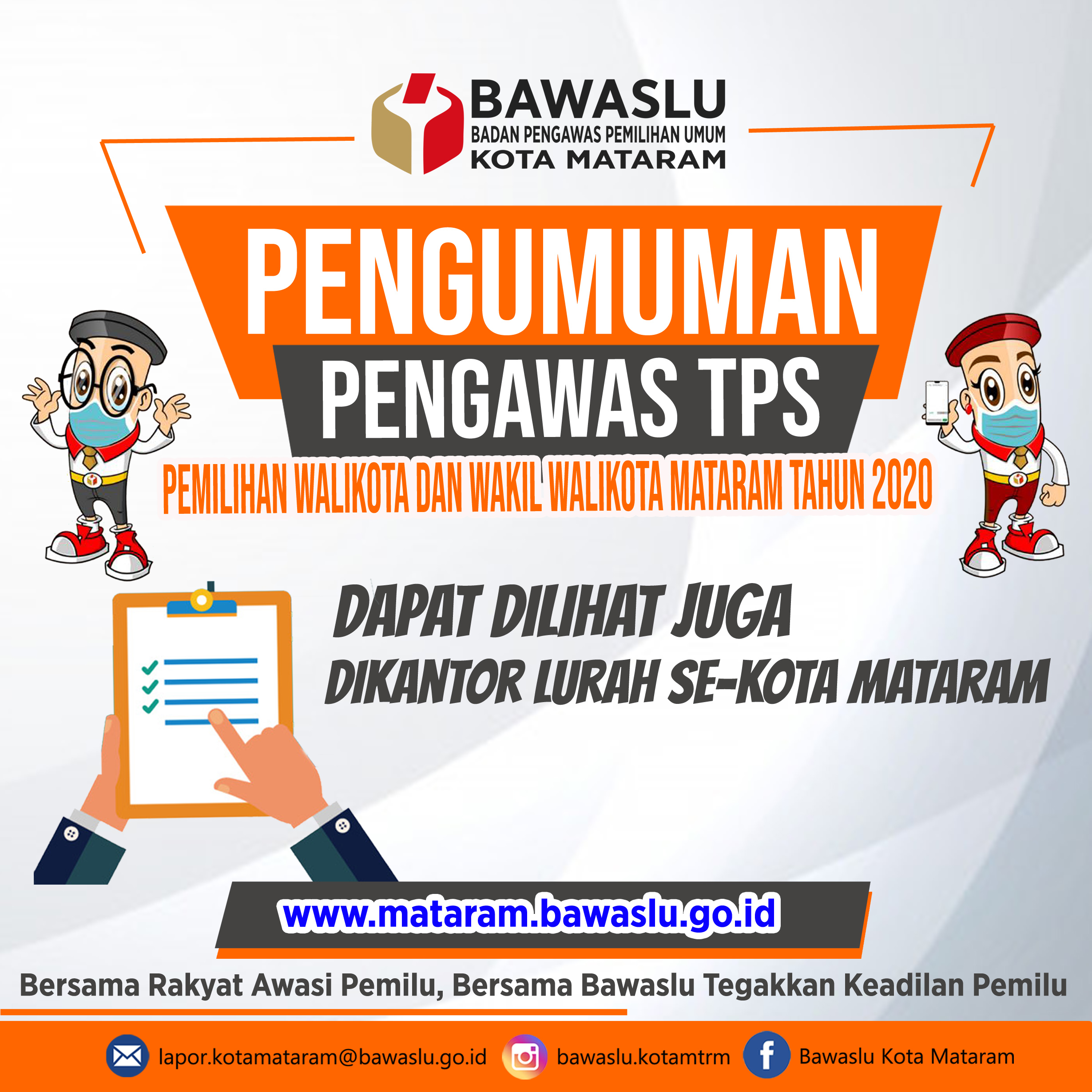 Pengumuman Pengawas TPS Terpilih Pada Pemilihan Walikota dan Wakil Walikota Mataram Tahun 2020