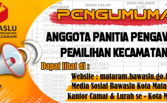 PENGUMUMAN ANGGOTA PANITIA PENGAWAS PEMILIHAN KECAMATAN