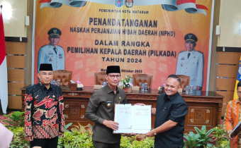 Tanda Tangani NPHD Pilkada 2024, Bawaslu Kota Mataram Dapat Alokasi 7 Miliar.