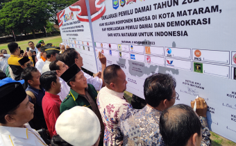 Hadiri Apel Gelar Pasukan Pengamanan Pemilu, Bawaslu Kota Mataram Apresiasi Komitmen Kodim 1606/Mataram Sukseskan Pemilu.